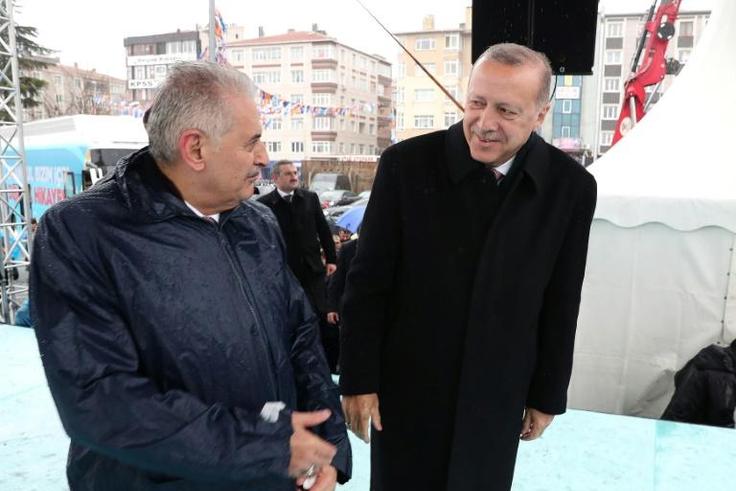 Turkish President Recep Tayyip Erdogan (R) selected former premier Binali Yildirim (L) as the AKP's Istanbul mayoral candidate in local elections
