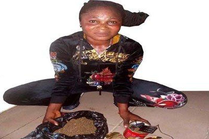 She was apprehended while trying to smuggle Indian hemp concealed in Tin tomatoes at Ikoyi Prison