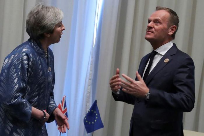 May met European Council president Donald Tusk on the sidelines of the European Union and Arab League summit in Sharm el-Sheikh but there was smoe dismay at home after she ruled out a vote on her Brexit deal this week as the March 29 deadline looms