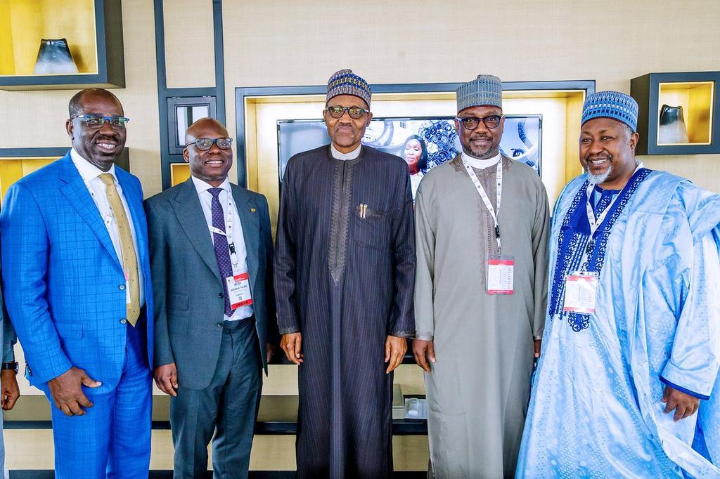 President Muhammadu Buhari with Governors of Edo, Godwin Obaseki; Bauchi state, Mohammed Abubakar and Jigawa state Mohammed Badaru at the Annual Investment Meeting in Dubai, UAE  [Twitter/NGRPresident]