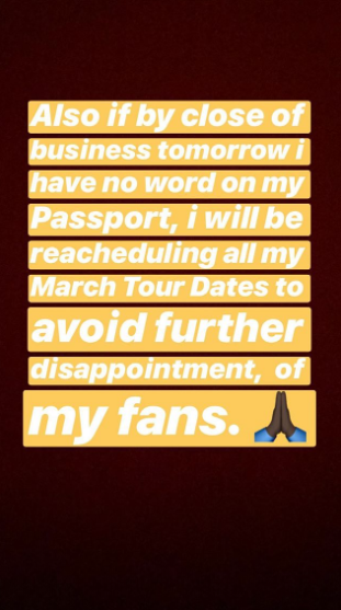Mr Eazi apologizes to his fans on passport hitches [Instagram/MrEazi]