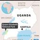 Map of Uganda locating the Queen Elizabeth National Park where gunmen abducted an American tourist and her driver, police said Wednesday.