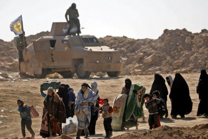 Some of the tens of thouands of people who were displaced by the US-backed assault on the Islamic State group's last redoubt in eastern Syria passed through the Manbij area, where suspected jihadist have shot dead seven US-backed fighters
