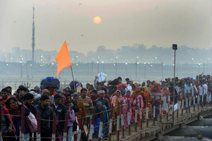 Hindus believe bathing at the meeting point of the Ganges, the Yamuna and the mythical Saraswati at the festival -- home to a vast tent city bigger than Manhattan -- brings salvation