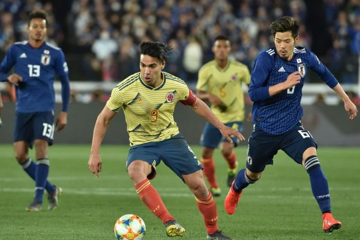 Colombia's forward Radamel Falcao scored in the 64th minute in Yokohama, providing Colombia with some crumbs of comfort after they were stunned 2-1 by the Blue Samurai at last year's World Cup in Russia