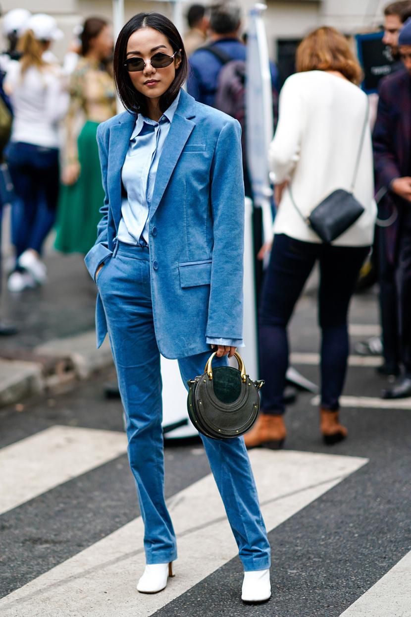 Check out the depth of colour and different textures on this unique blue suede suit