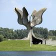 The Jasenovac camp, where a memorial is seen in 2018, is known as Croatia's Auschwitz and was run by the country's Nazi-allied Ustasha regime which persecuted and killed hundreds of thousands of ethnic Serbs, Jews, Roma and anti-fascist Croatians