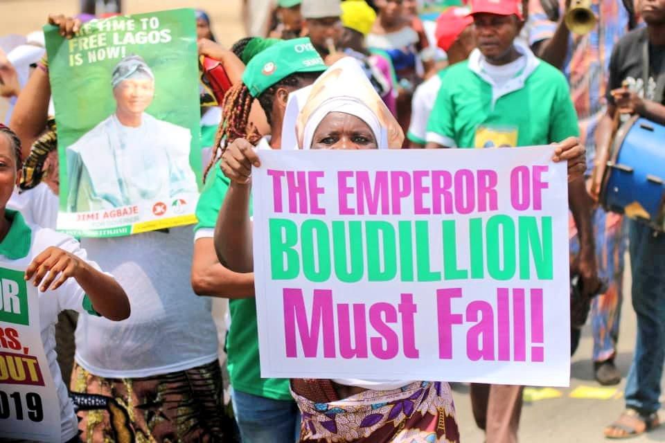 Residents of Alimosho area of Lagos State, in their hundreds, on Wednesday joined Mr Jimi Agbaje the Peoples Democratic Party (PDP) governorship candidate in the state on a road show