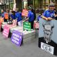 Protesters hold placards outside the court ahead of the sentencing of Cardinal George Pell in Melbourne on Wednesday