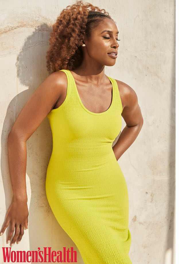 Issa Rae looks like a ray of sunshine in a yellow bodycon dress for Women's Health magzine