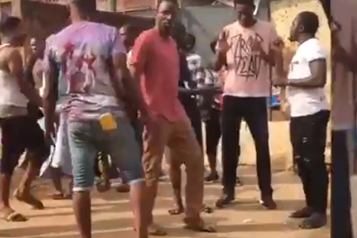 The moment when a Lagos politician prepared to charge at a BBC reporter who was accused of recording him.