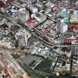 An aerial view of Beira after the great storm