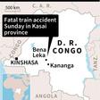 Map locating the area of fatal train accident in DR Congo on Sunday