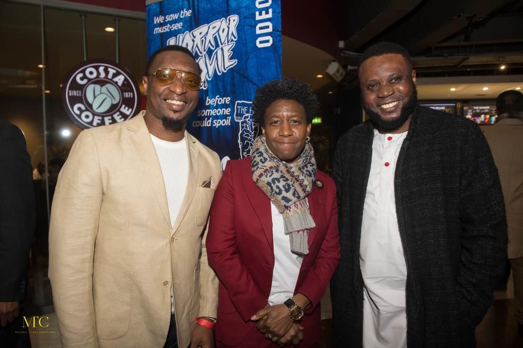 Weird MC, Mike Aremu (right) at the London premiere of 'Between' [Michael Tubes Creation]
