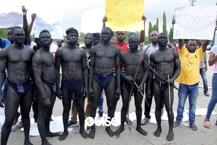Abuja natives protest naked at National Assembly