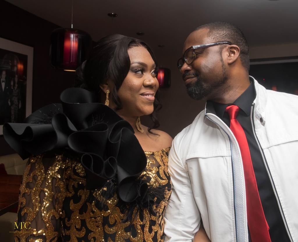 Stella Damasus and her husband, Daniel Ademinokan at the premiere of 'Between' [Michael Tubes Creation]