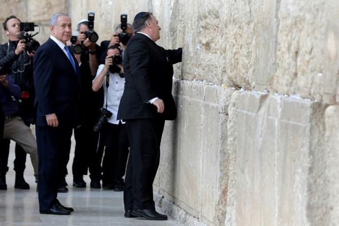 US Secretary of State Mike Pompeo was accompanied by Israeli Prime Minister Benjamin Netanyahu on his visit to Jerusalem's Western Wall