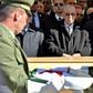 General Ahmed Gaid Salah, chief of staff of the Algerian Armed Forces, attends the funeral of major-general Abdelmalek Guenaizia at the Sidi-Yahia cemetery in Algiers, on February 6, 2019