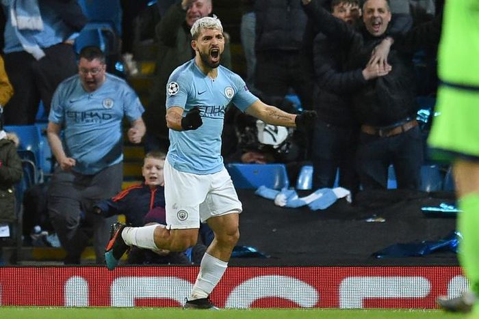 Sergio Aguero scored twice in Manchester City's 7-0 thrashing of Schalke