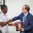 U.S.  Chargé d' affaires David Young (right), with Edo State Deputy Governor Philip Shuaibu, during his visit to the Government House in Benin on Tuesday. Photo: U.S. Embassy.