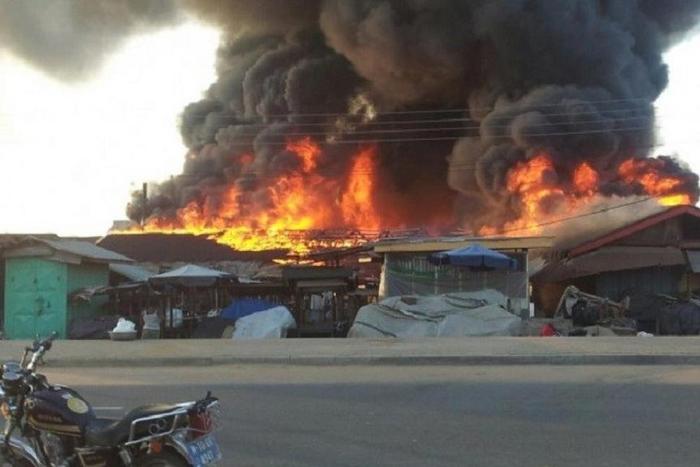 An illustrative photo of fire incident that razed down no fewer than six shops in Asaba, the Delta state capital [leadership]