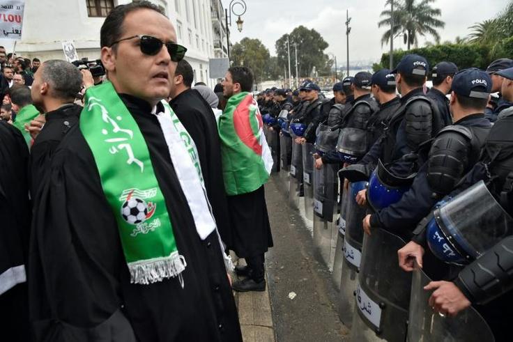 Algerian lawyers demonstrate against ailing President Abdelaziz Bouteflika in the centre of the capital Algiers on March 23, 2019