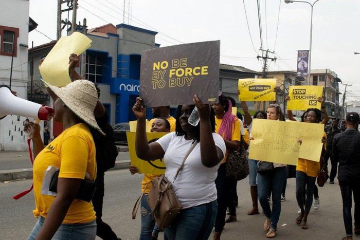 sexual harassment market protest