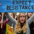 Students attend the YouthStrike4Climate demonstration against climate change in Parliament Square, central London on April 12, 2019