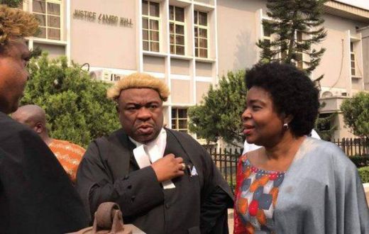 Former Minister Jumoke Akinjide with her lawyers