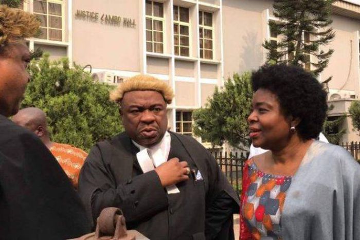 Former Minister Jumoke Akinjide with her lawyers