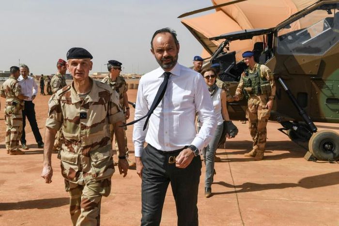 French Prime Minister Edouard Philippe, flanked by General Frederic Blachon, commander of the Barkane force, said Paris' partners must commit to the long haul to end jihadist violence in the Sahel