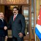 Presidents Daniel Ortega of Nicaragua and Nicolas Maduro of Venezuela shake hands during a regional meeting in Caracas in March 2018