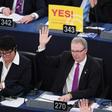 MEP Axel Voss, who supports the copyright reforms, votes in European Parliament on Tuesday