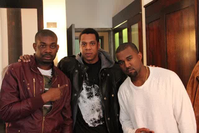 Don Jazzy with D'banj and Kanye West in 2011