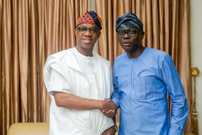 Dapo Abiodun (left) with Babajide Sanwo-Olu (right) [Twitter/@dabiodunMFR]