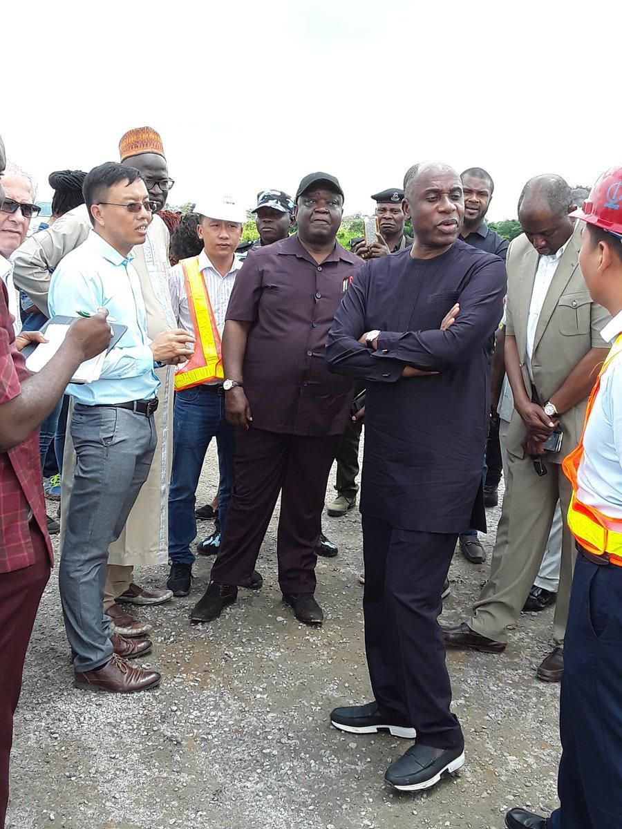 Minister of Transportation during one of his inspection tours of the ongoing Lagos-Ibadan rail project [@thesightnews]