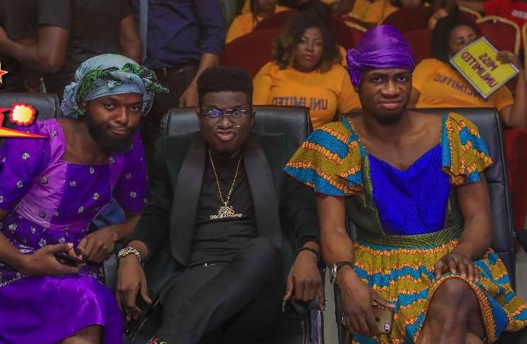 Kenny Black (middle) and Josh2funny (right) and another comedian on the set of 'Knockout'