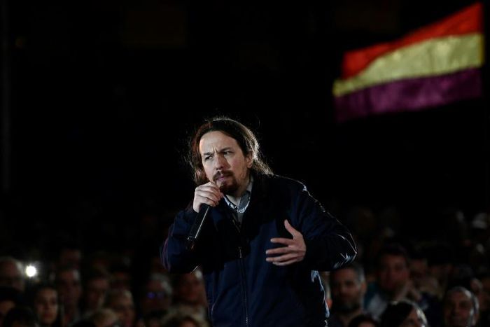 Pablo Iglesias sought to reunite his struggling Podemos party ahead of next month's elections