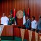 President Muhammadu Buhari at the FEC meeting [Twitter/@BashirAhmaad]
