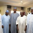 L-R: Senate Majority Leader, Senator Ahmed Lawan; Zamfara State Governor, Abdulaziz Yari; Senate President Bukola Saraki; Senator Danjuma Goje; and Speaker of the House of Representatives, Yakubu Dogara