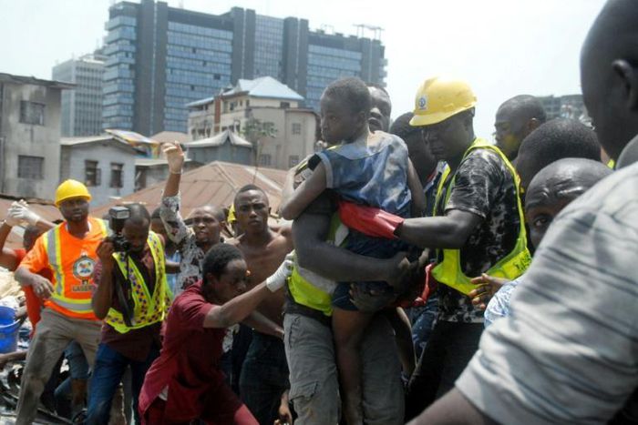 The dilapidated building in the densely populated Lagos Island area came down without warning on Wednesday morning