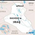 Map of Iraq locating Mosul, where an overcrowded ferry carrying families sank.