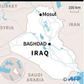 Map of Iraq locating Mosul, where an overcrowded ferry carrying families sank.