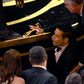 Rami Malek Falls Off Stage After Oscars Speech