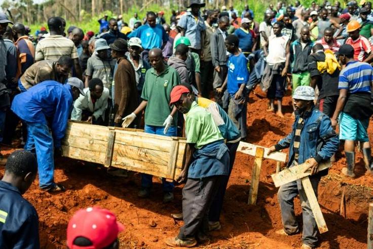 Mourning: Victims of the disaster were given a joint burial on Monday at the local cemetery, Chimanimani Heroes Acre