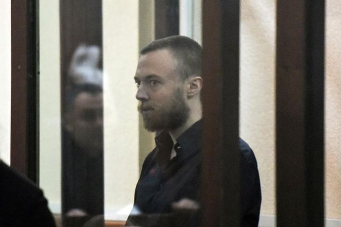 British citizen Jack Shepherd, pictured during an extradition hearing in Tbilisi, Georgia in March 2019, was convicted of manslaughter for the death of a woman he took on a date in his speedboat on the River Thames