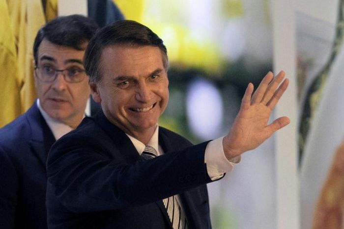 Brazil's President Jair Bolsonaro, pictured on January 19, 2019, scored 57.5 percent for his "personal performance"