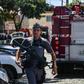 Police work at the scene of a shooting at a school near Sao Paulo on March 13, 2019, that left eight people dead