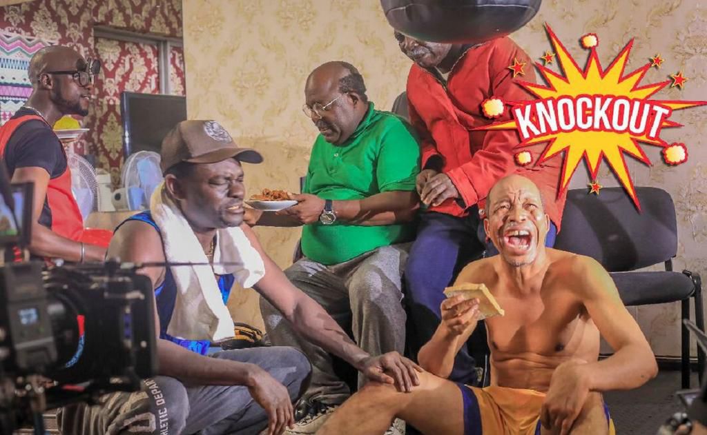 Boy Alinco, Franics Odega, Papa Ajasco, Hafeez Oyetoro and Pa James in a scene from 'Knockout.'