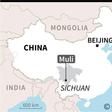 Map of China locating Muli county where over 20 firefighters died in a forest blaze, authorities said Monday.